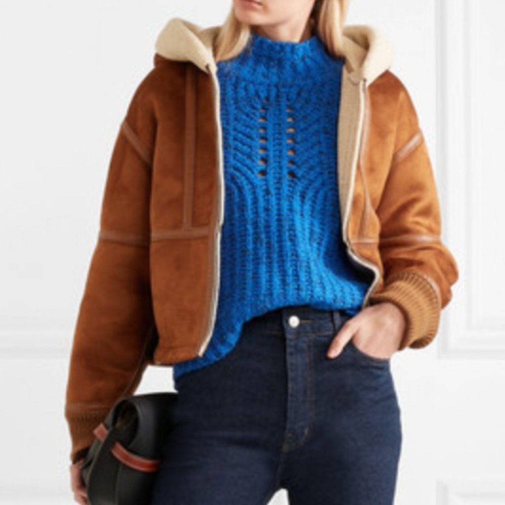 Stella McCartney - Faux Shearling Hooded Jacket - Tobacco / Cognac  - Size 38 IT